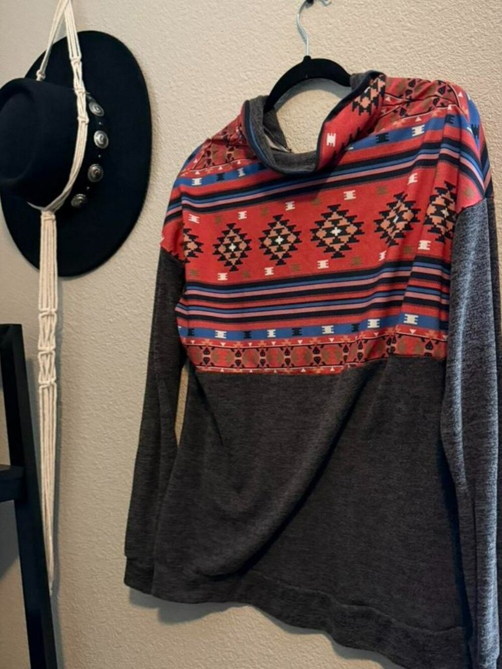Aztec print 3/4 zip - Picture 2 of 3